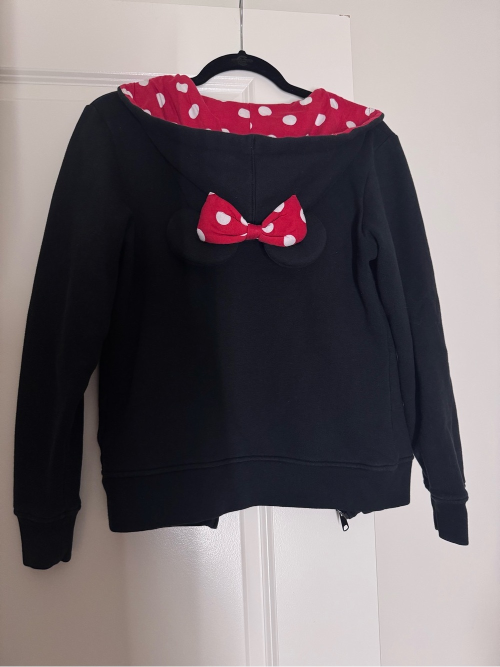 Disney Parks Minnie Mouse Ear Zip-Up Hoodie Black & Red Medium - Picture 3 of 9